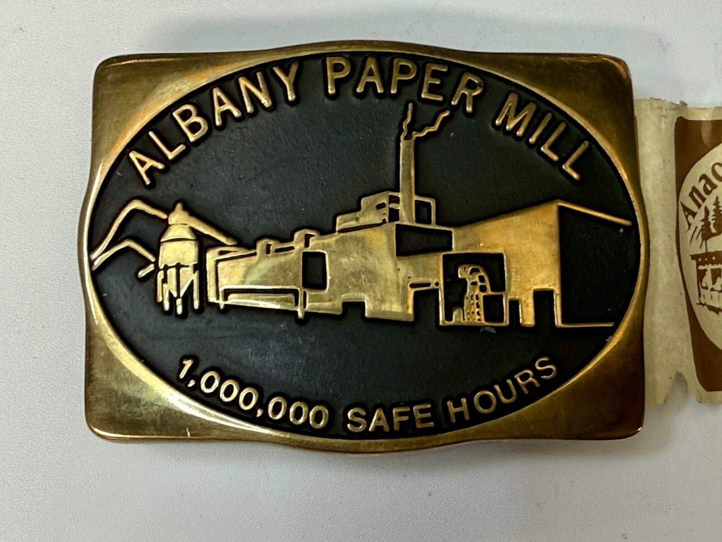 Albany Paper Mill 1,000,000 Safe Hours Solid Brass 1988 Anacortes Belt Buckle