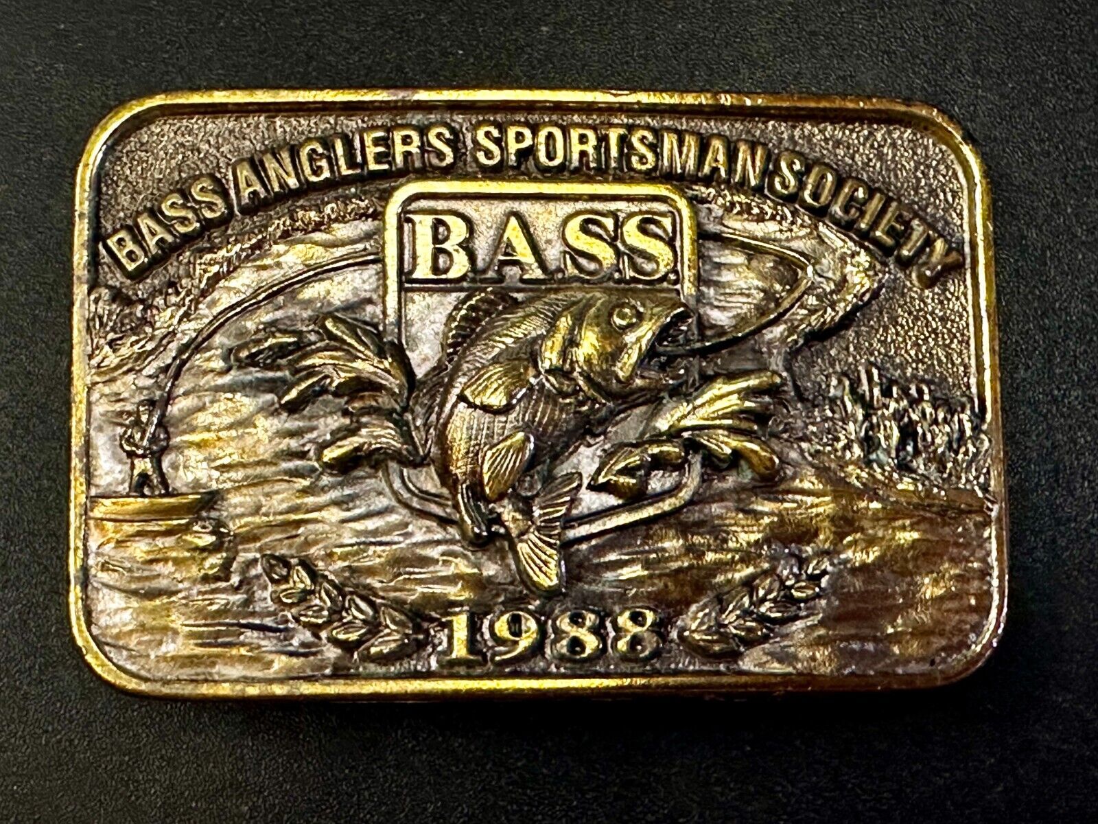 1988 Bass Anglers Sportsman Society Club Great American Belt Buckle