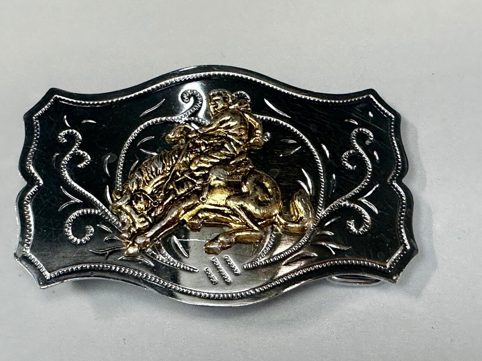 Vintage Cowboy Saddle Bronc western belt buckle Made in Japan