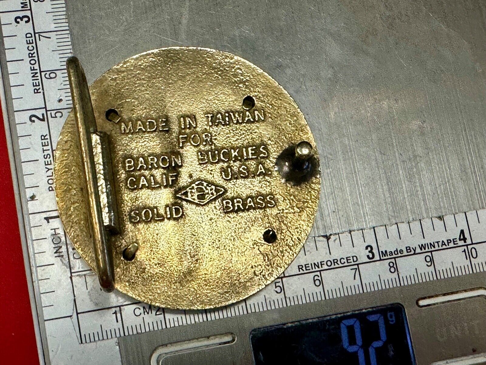 Unique Horse & polo Rider Dress Belt Buckle - Vintage 70s Baron Brass Taiwan