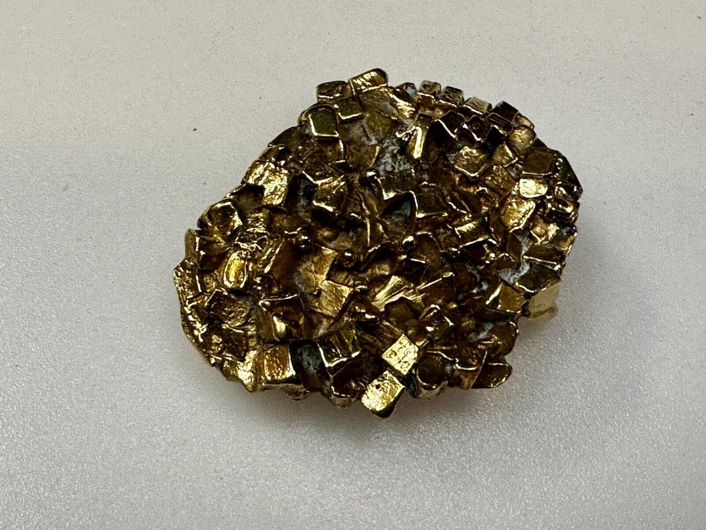 Unique Chunky Nugget Textured Brutalist Gold Tone Hippy Signed Belt Buckle