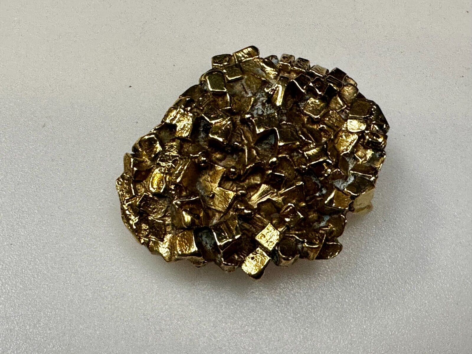 Unique Chunky Nugget Textured Brutalist Gold Tone Hippy Signed Belt Buckle