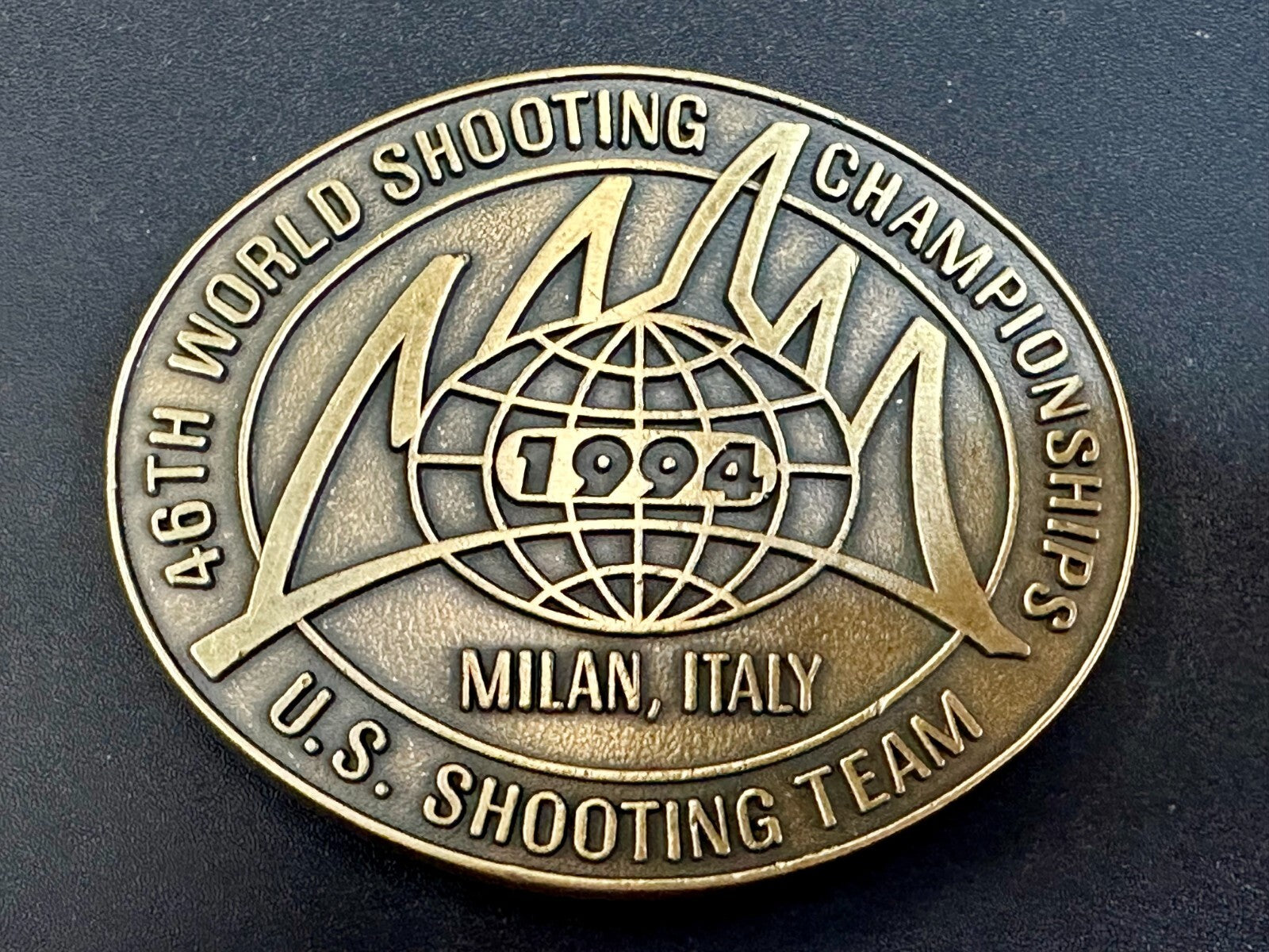 46TH World US Shooting Championship 1994 Milan Italy Commemorative Belt Buckle