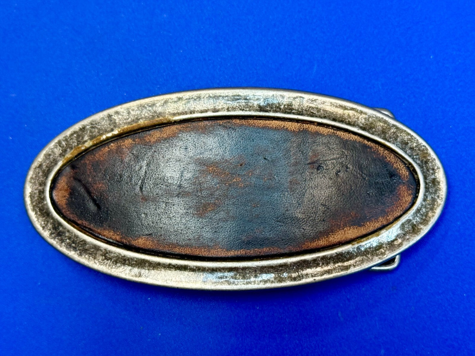 4.5" Wide Retro Simple Plain Faux Leather on Metal Silver Color Belt Buckle