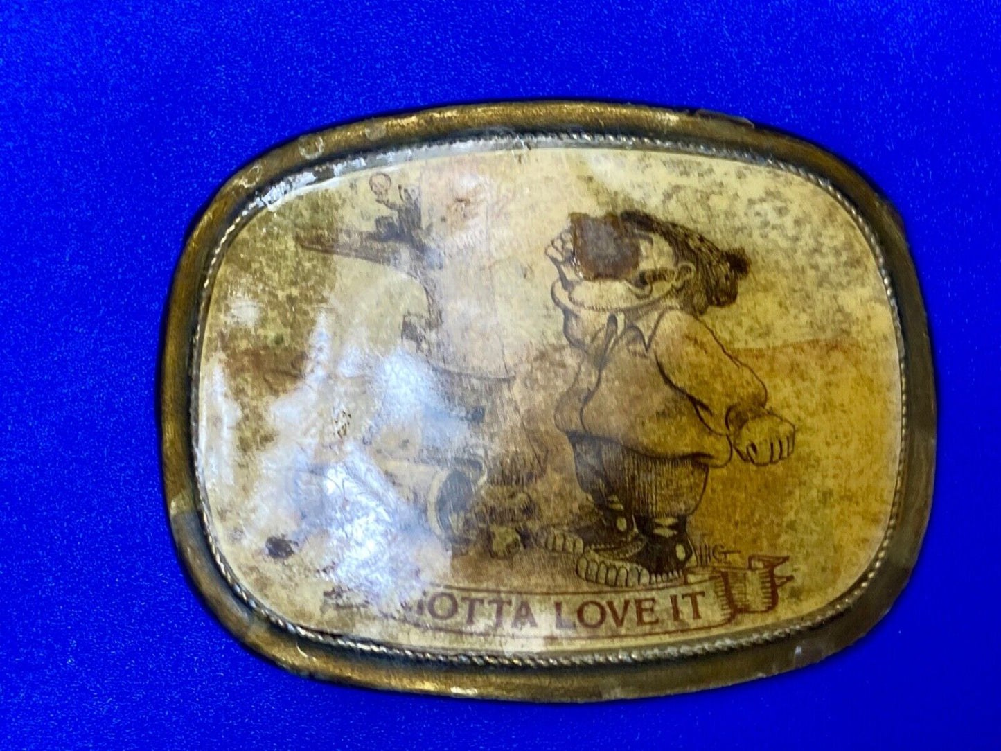 Vintage 1980's "Gotta Love It' Golf Humor Belt Buckle Brass Enamel Squirrel Club
