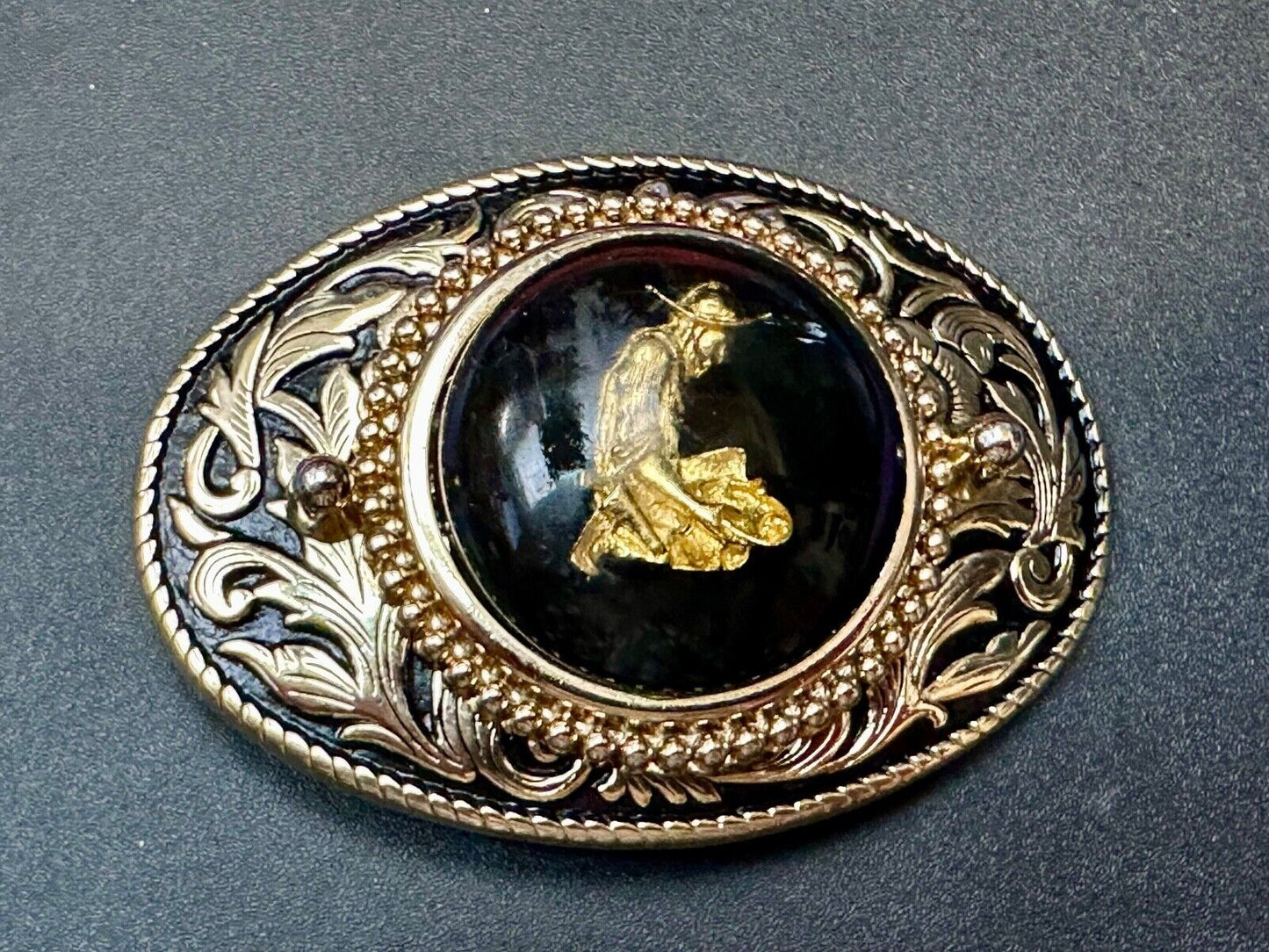 Artisan Gold Panning Beautiful centerpiece in Vintage western Belt Buckle