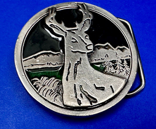 Abstract Deer Drawing Vintage Round Raised numbered Belt Buckle