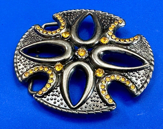 unique see through iron cross with golden brown rhinestone accents