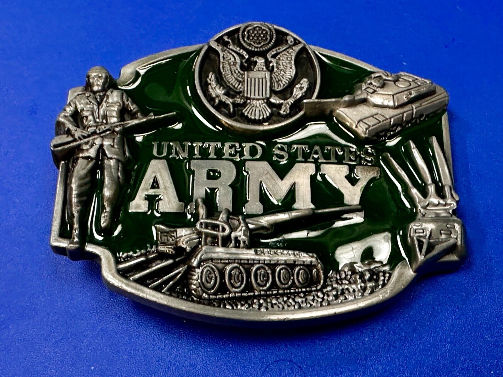 US Army United States Patriotic Soldiers Tanks Raised USA Eagle Belt Buckle