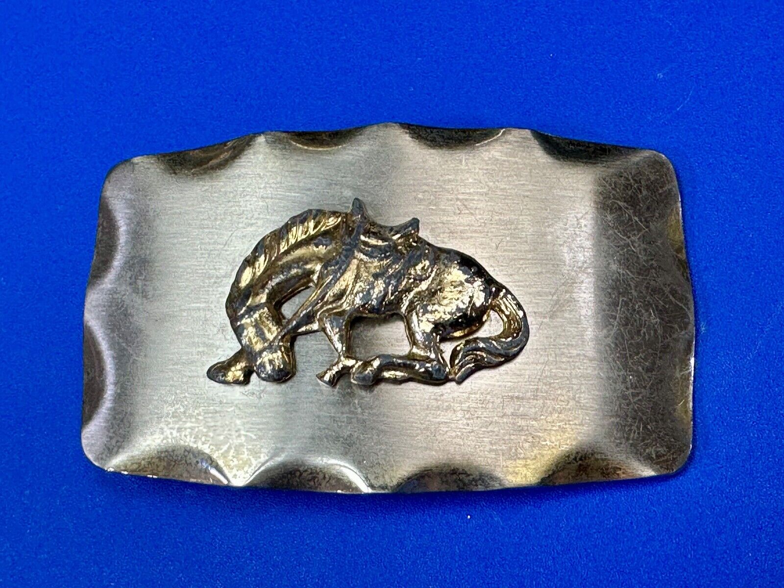 vintage Horse Saddle Bronc Bronco two tone western belt buckle