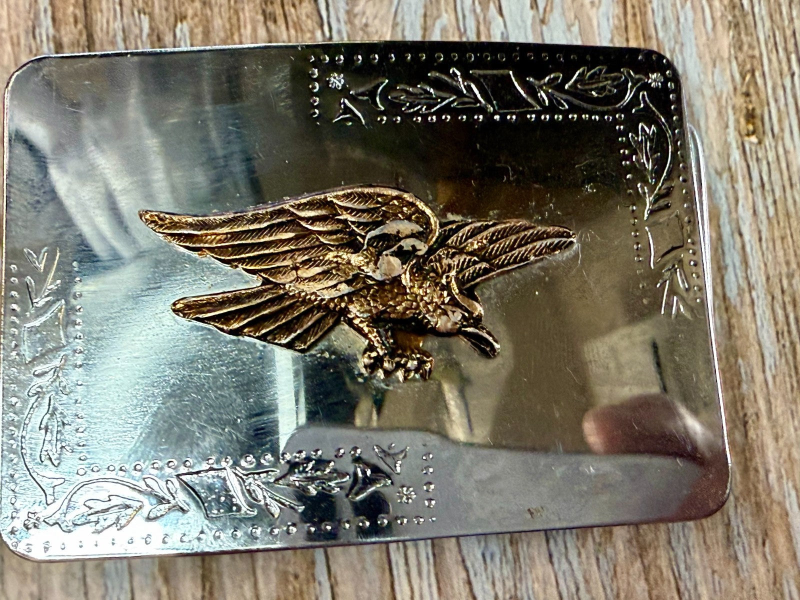 American Eagle Flying Diving Hunting on Reflective Two Tone Western Belt Buckle