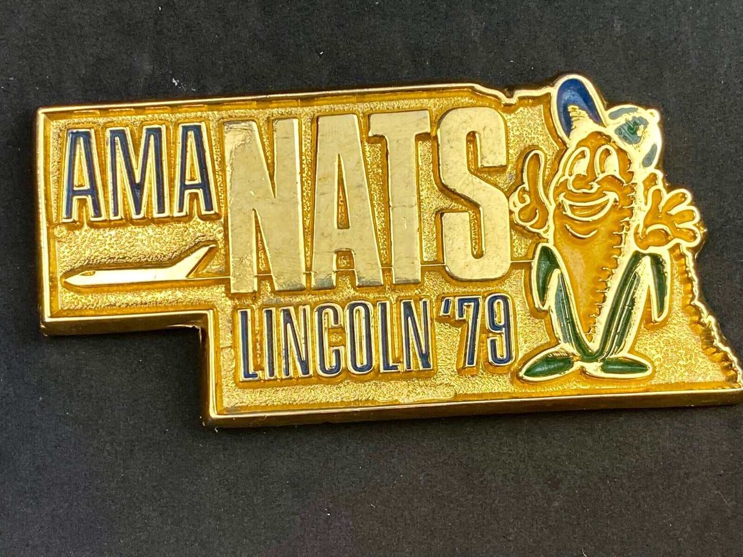 Vintage 1979 National Model Aviation Aeronautics  AMA NATS Belt Buckle LINCOLN