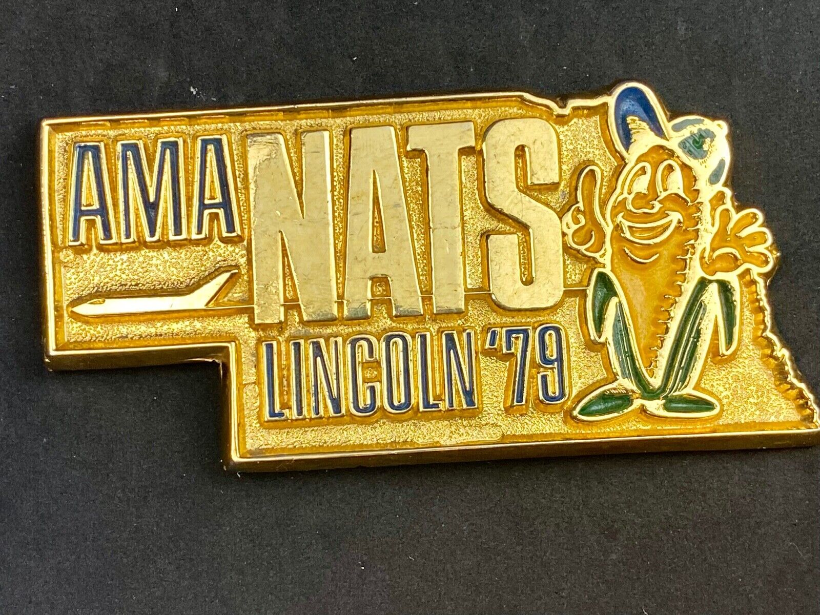 Vintage 1979 National Model Aviation Aeronautics  AMA NATS Belt Buckle LINCOLN