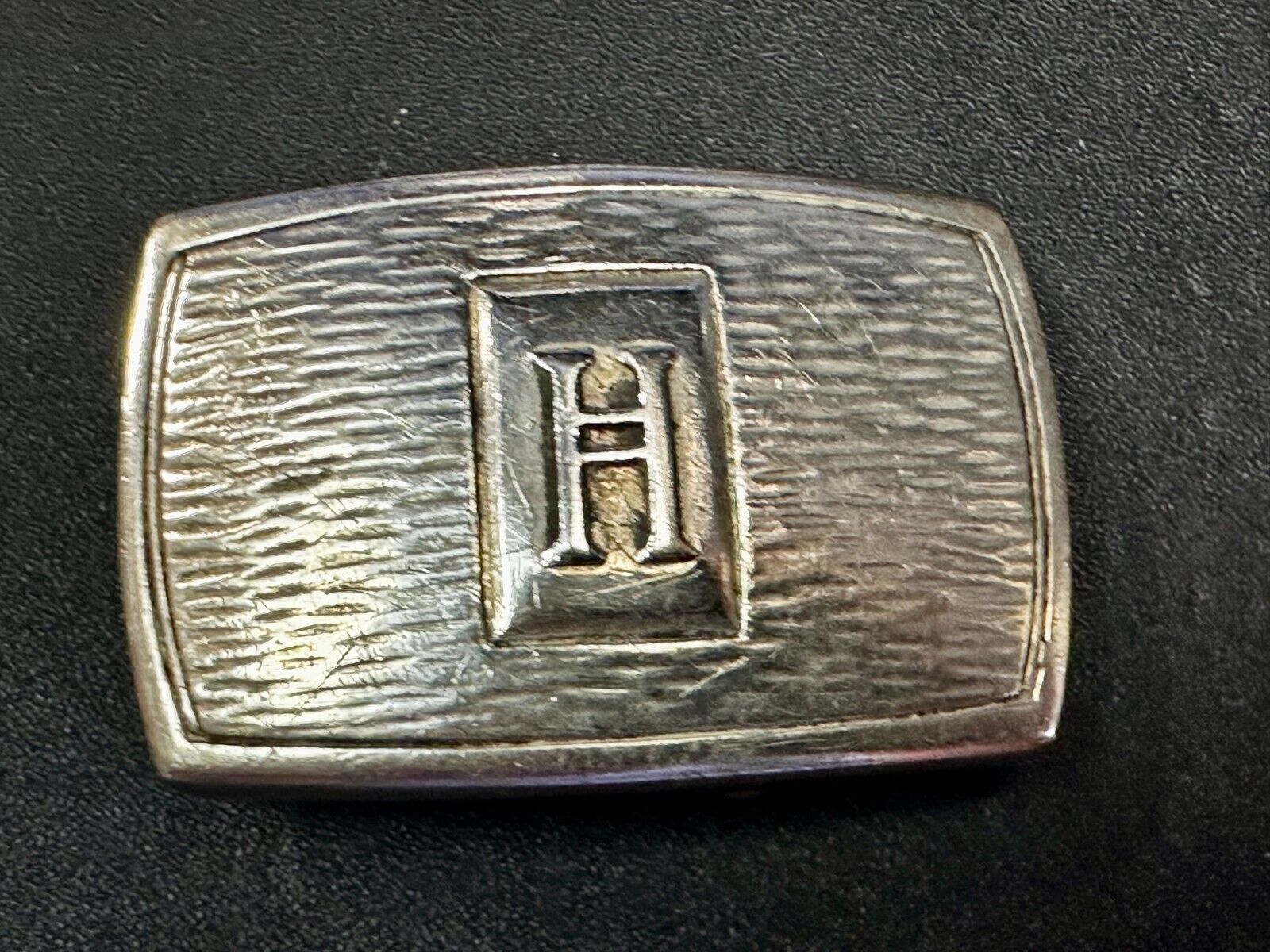 Antique Letter Monogram Initial H Art Deco Nickel Silver Belt Buckle by Pioneer