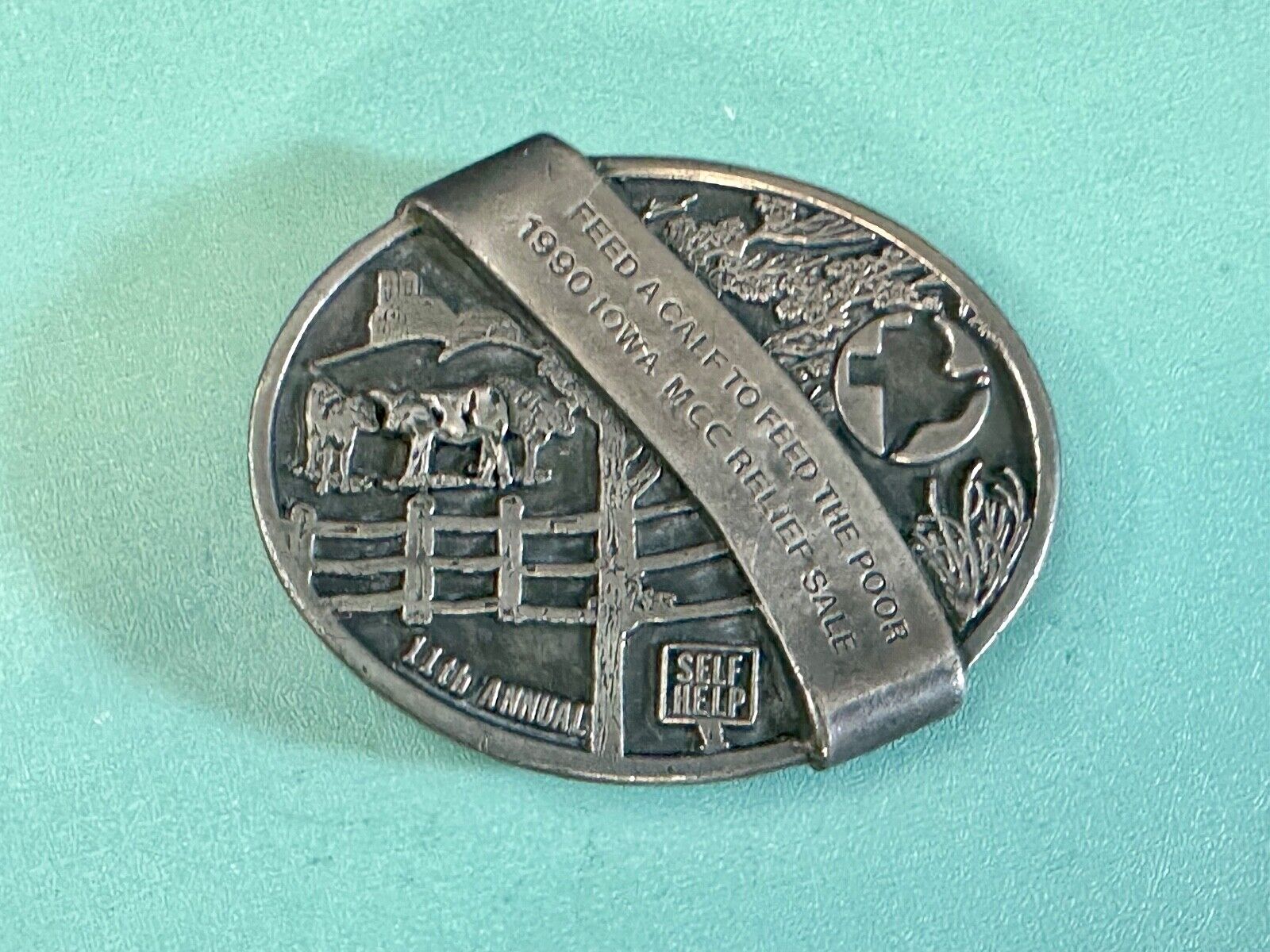 1990 Iowa MCC rebuff sale- Feed Calf to feed the poor belt buckle