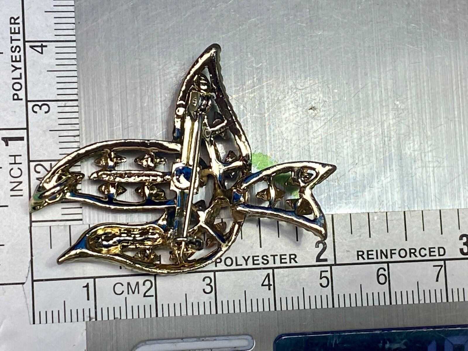 Vintage Gerry's Flying Bird Dove Orange Stone Enamel Gold Tone Brooch Pin