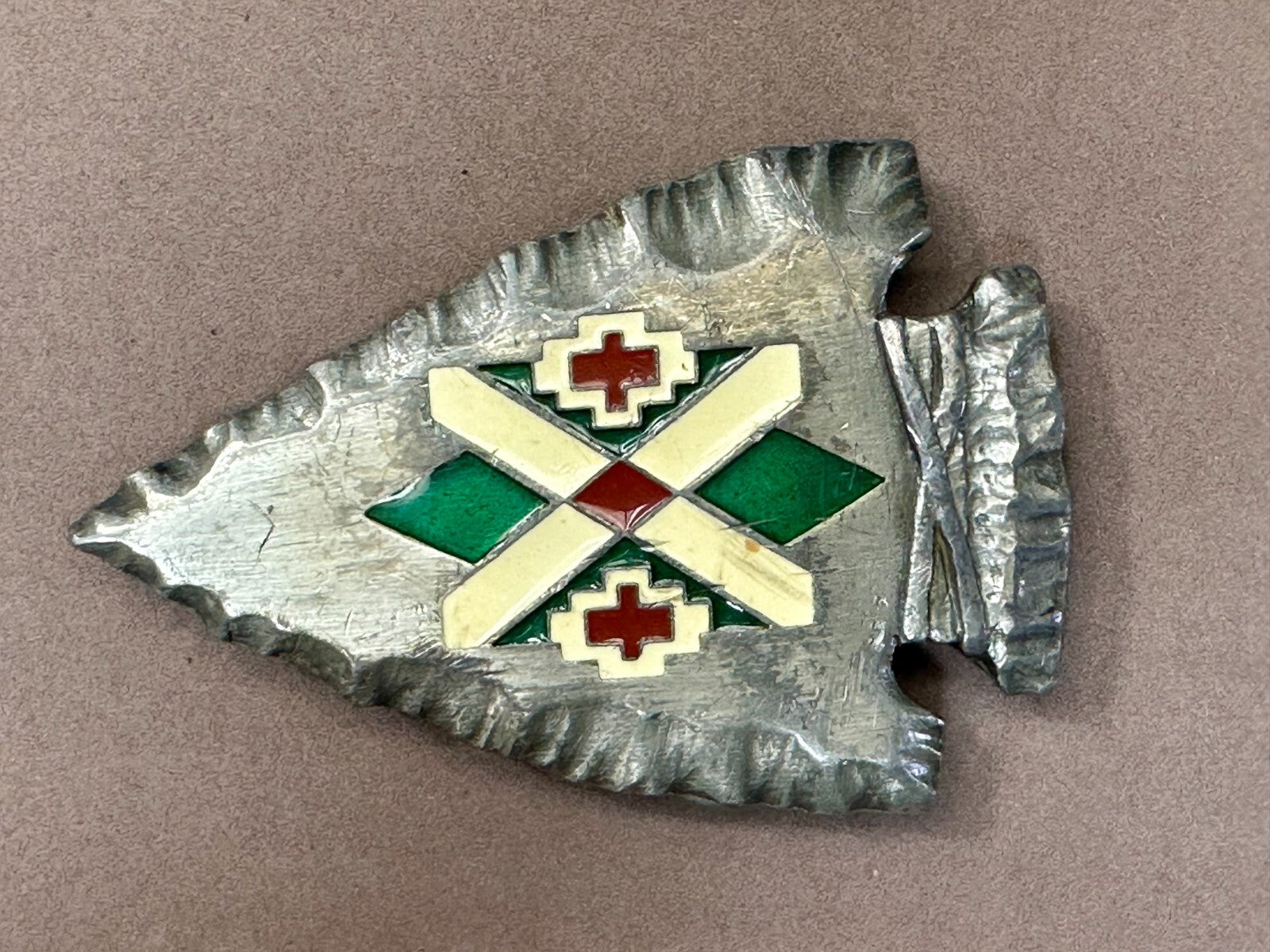 Arrowhead Native American Tribal Art Pattern VTG 1991 Siskiyou Belt Buckle U-92