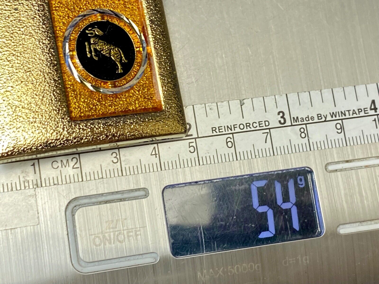 Vintage Lee Black Gold Enamel Zodiac Sign Astrology Aries?  Belt Buckle