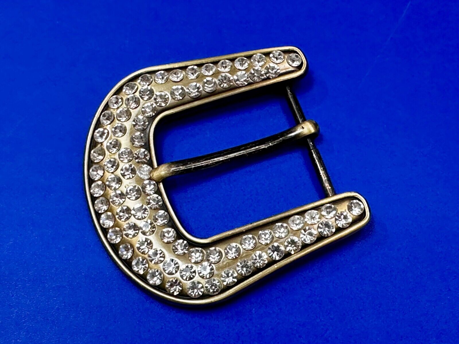 5 Lot Large Rhinestone Covered Ranger Style Gold Color NOS Western Belt Buckle
