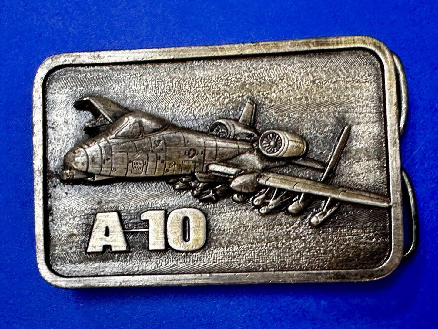 A-10 Thunderbird Warthog Air Force Fighter Jet Silver Tone Vintage Belt Buckle