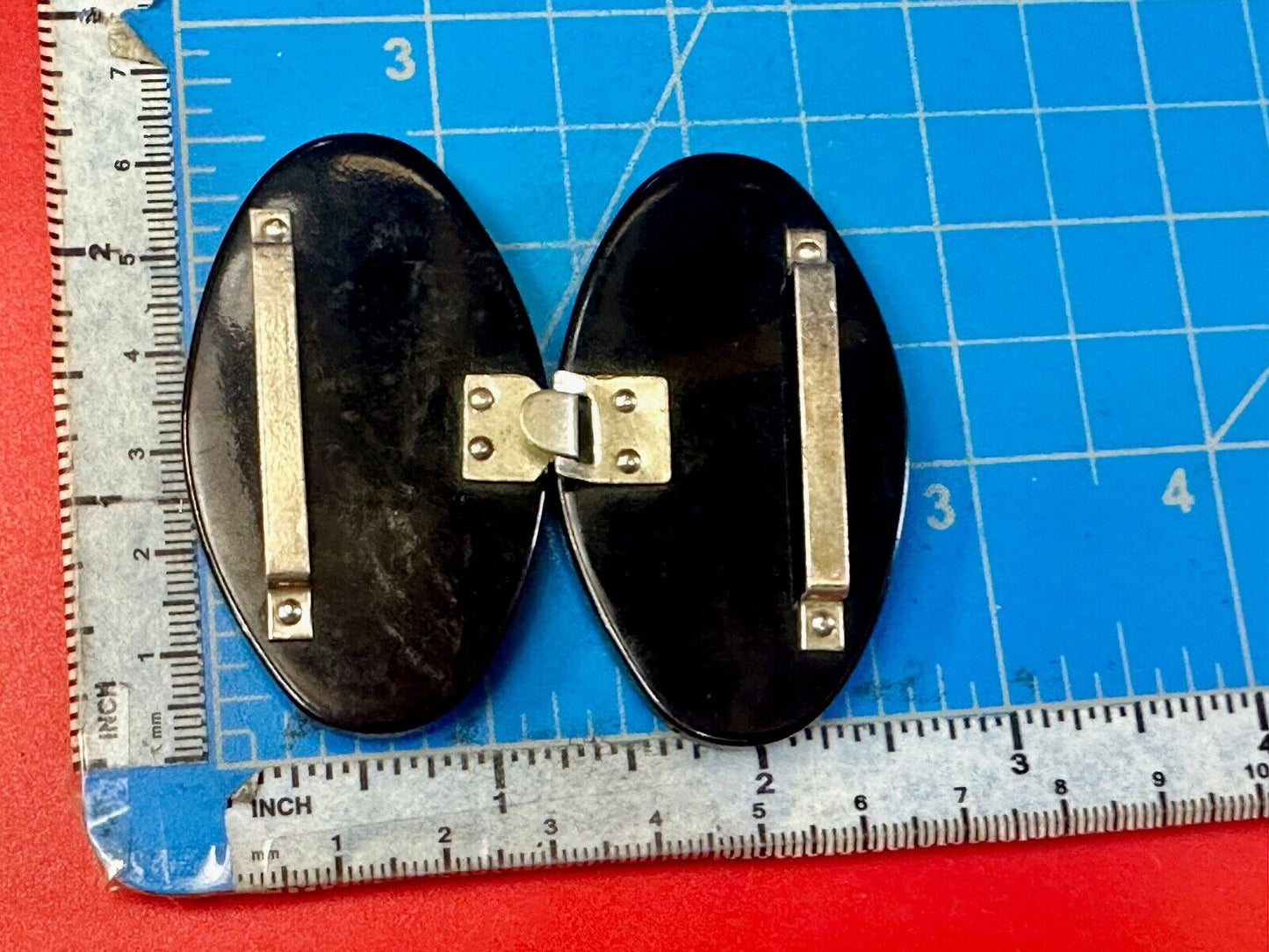 Two piece interconnecting vintage black shoe clips