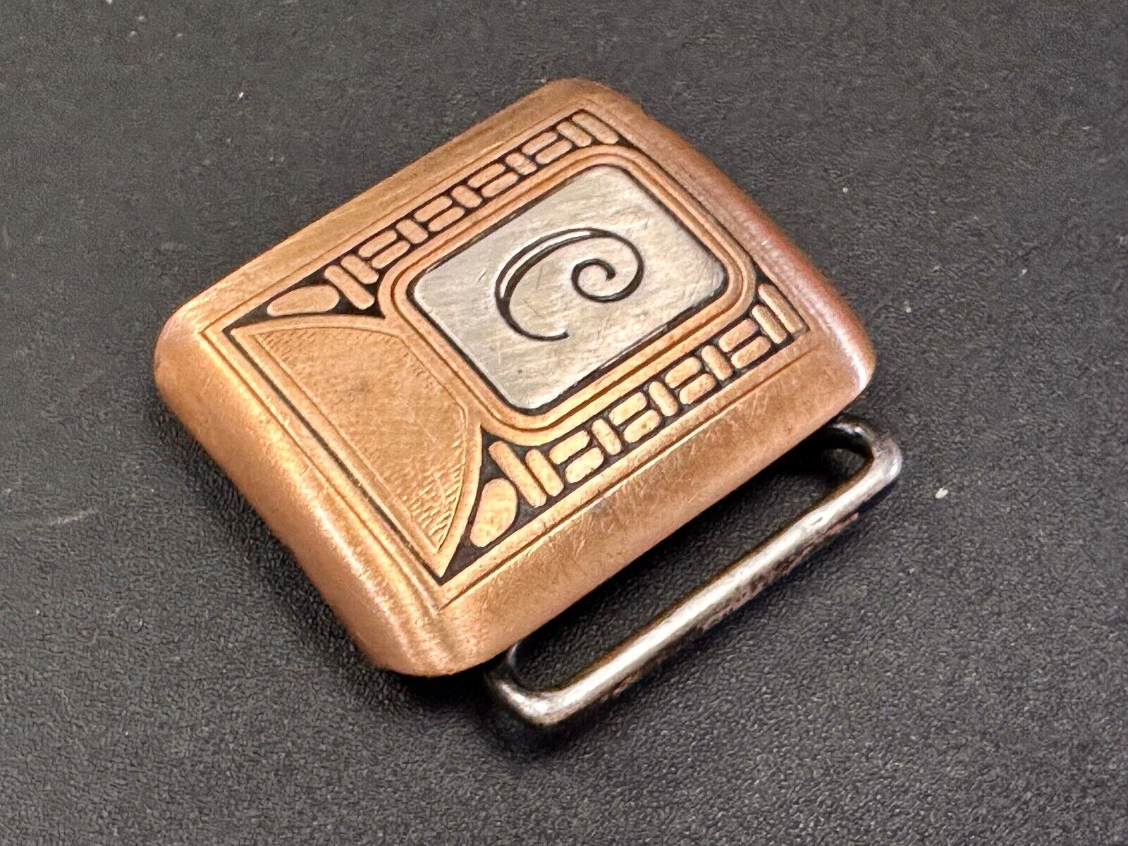 Vintage Hickok Bronze Initial Letter Monogram C Art Deco dress belt buckle