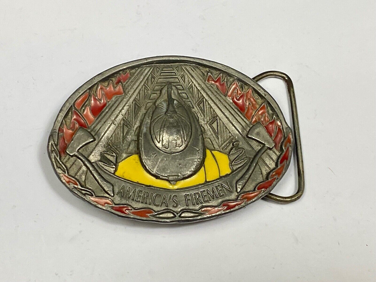 Americas Fireman Fire Department C+J Vintage Commemorative Belt Buckle