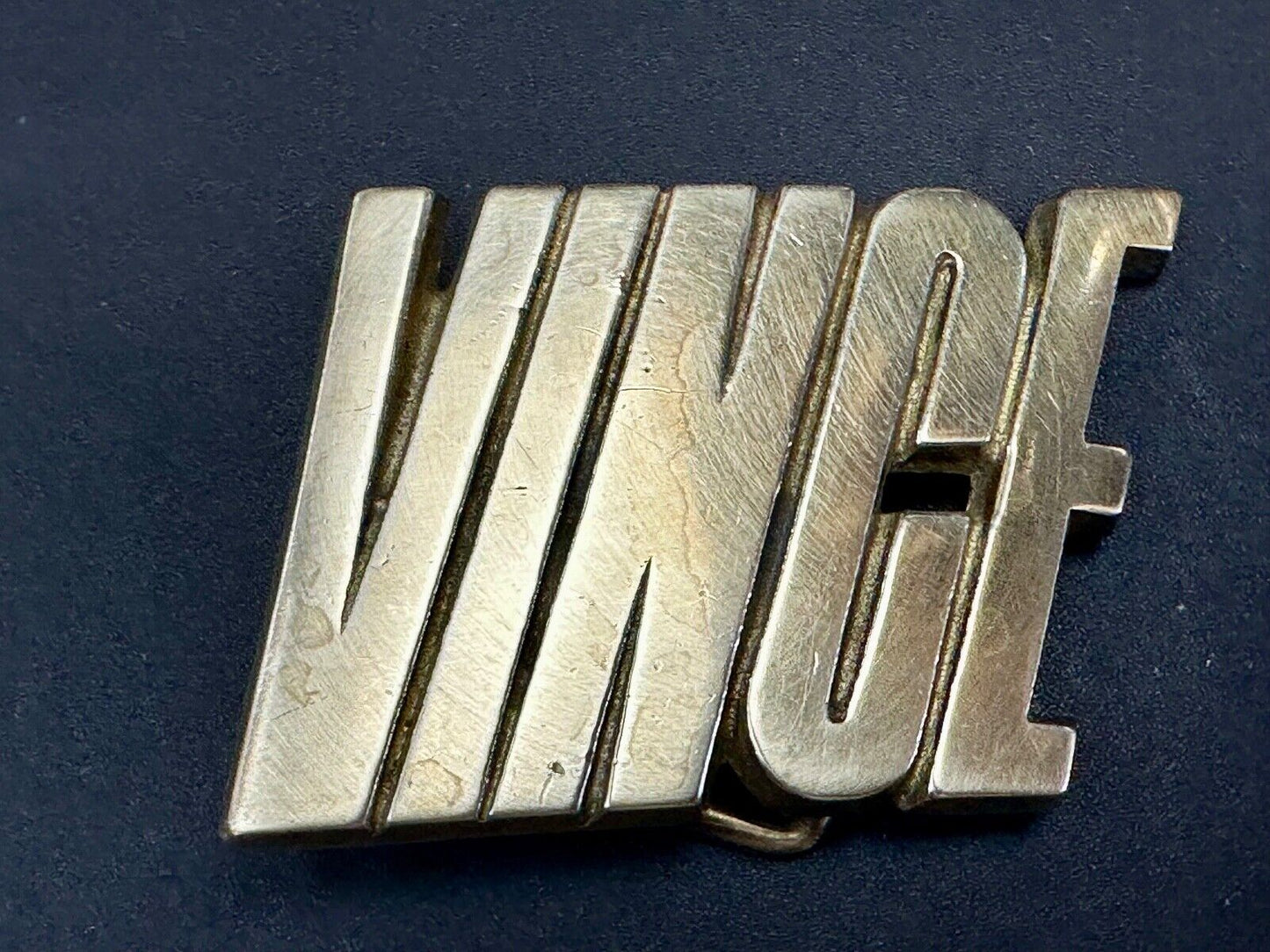 VINCE  custom name cutout block letter solid brass belt buckle by Baron Buckles