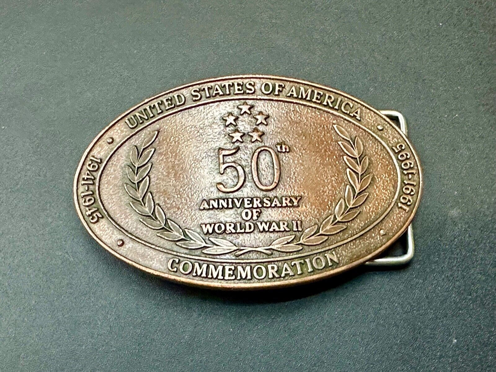 United Stated 50th Anniversary of World War 2 Commemorative belt buckle Crew INC