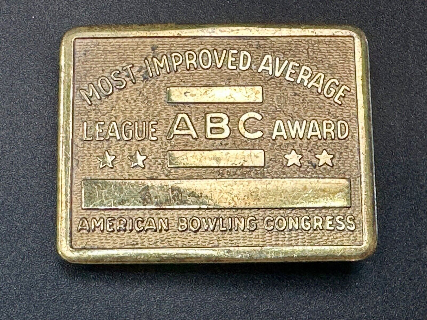 ABC Bowling League Award Vintage Belt Buckle American Congress to engrave