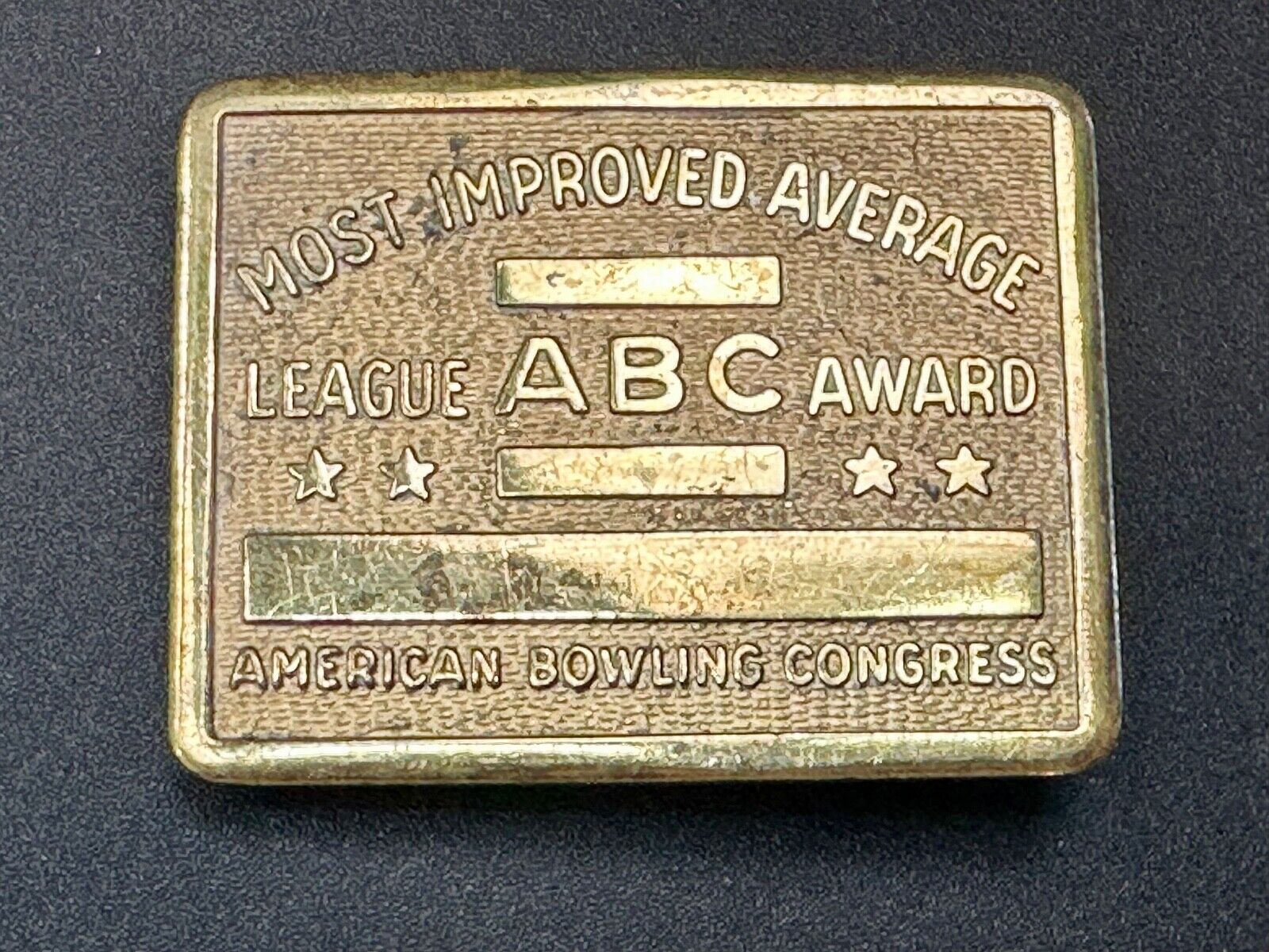 ABC Bowling League Award Vintage Belt Buckle American Congress to engrave