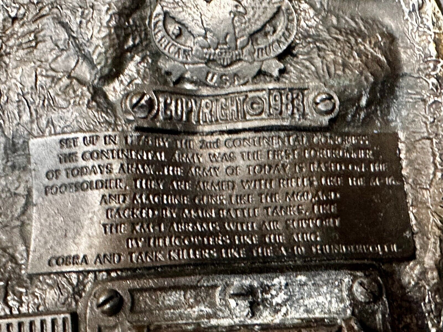 US Army Fire Power The Great American Buckle company Vintage Tank Helicopter