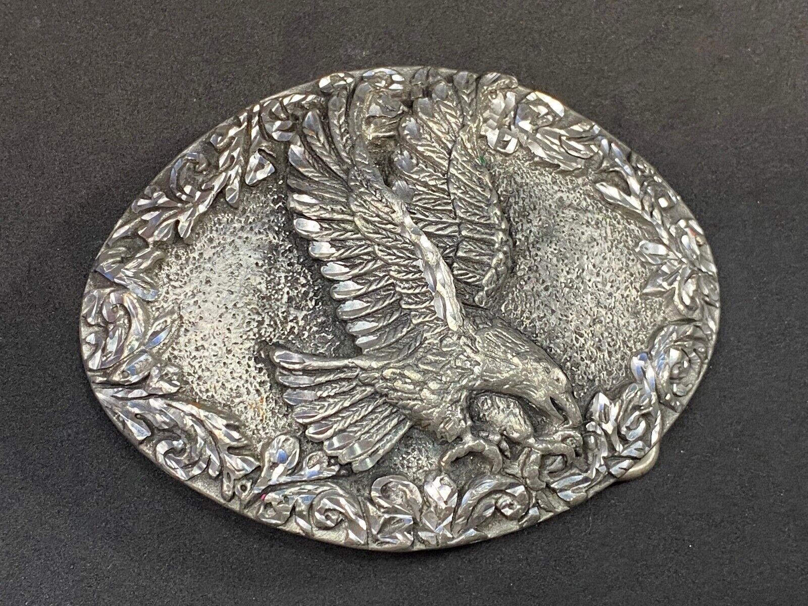 1993 Patriotic American Bald Eagle Western Diamond Cut Pewter Belt Buckle