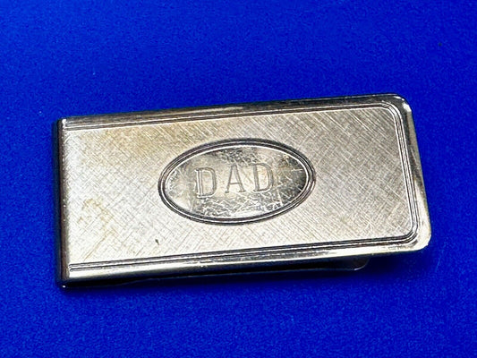 Vintage Gold Tone Money Clip Bill Holder Engraved DAD - Perfect Fathers Gift!