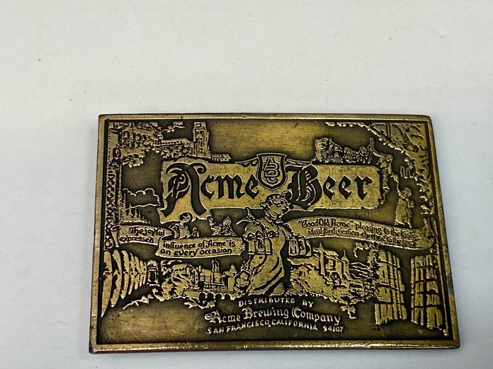 Acme Beer Brewing Company Collectors Hpc Belt Buckle San Fransisco California 