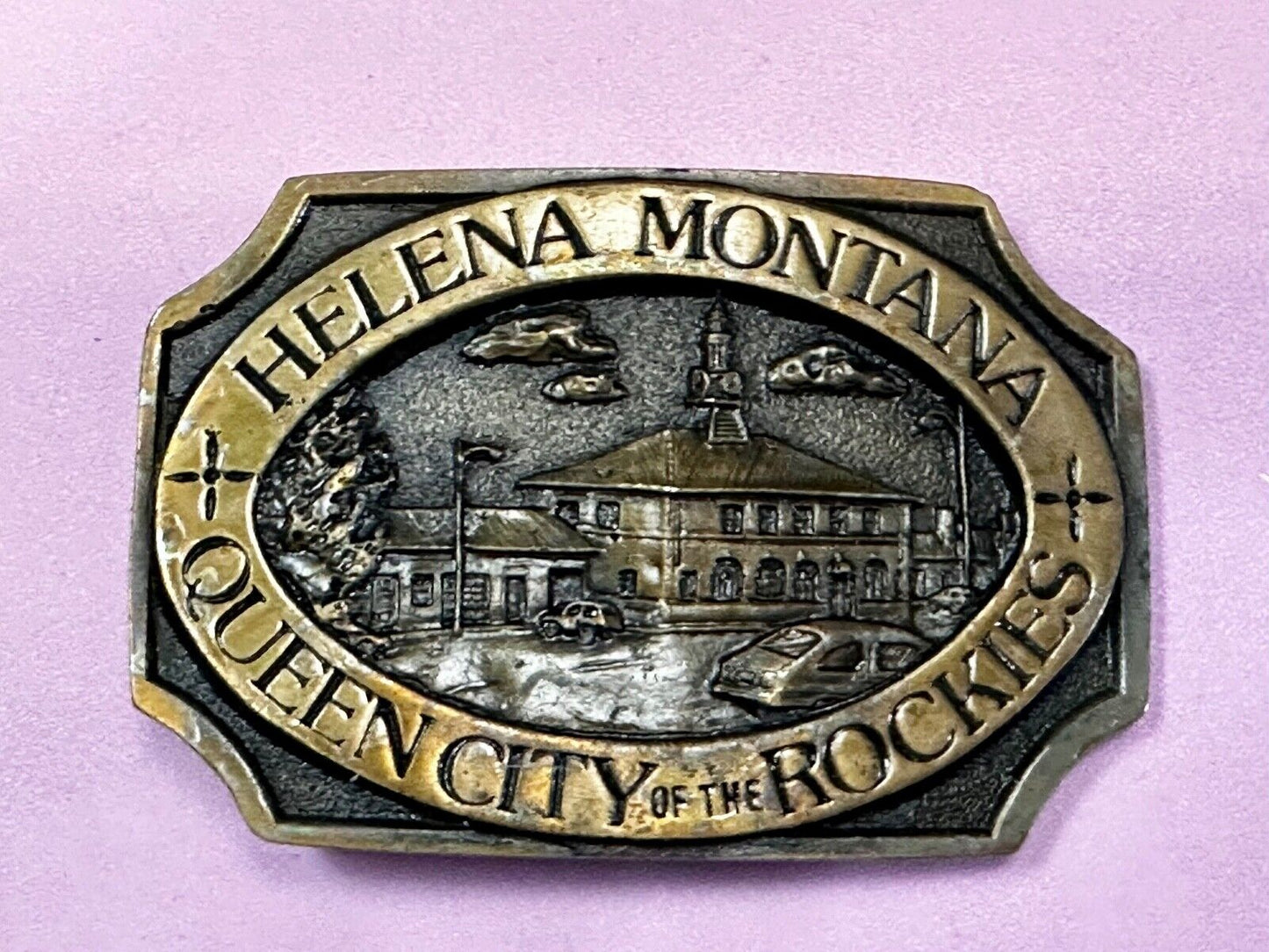 Vintage Helena Montana Queen City of the Rocks Vintage Commemorative Belt Buckle