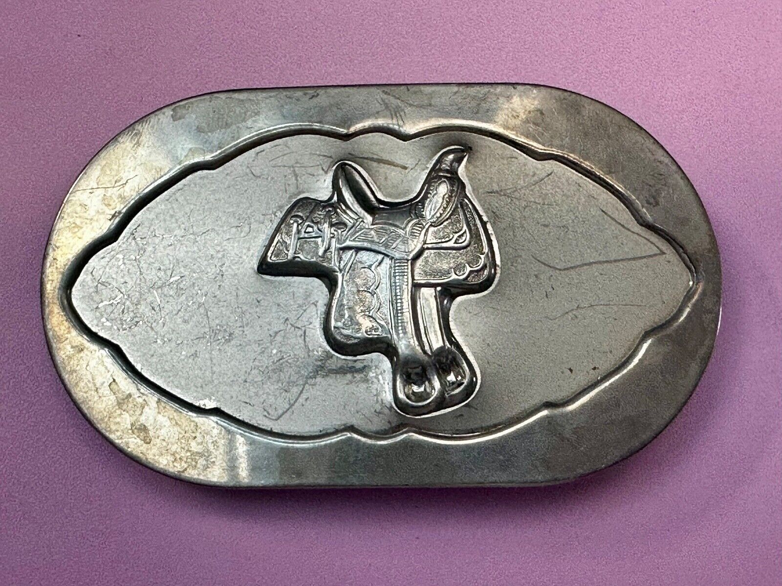 Vintage horse saddle used Belt Buckle to restore