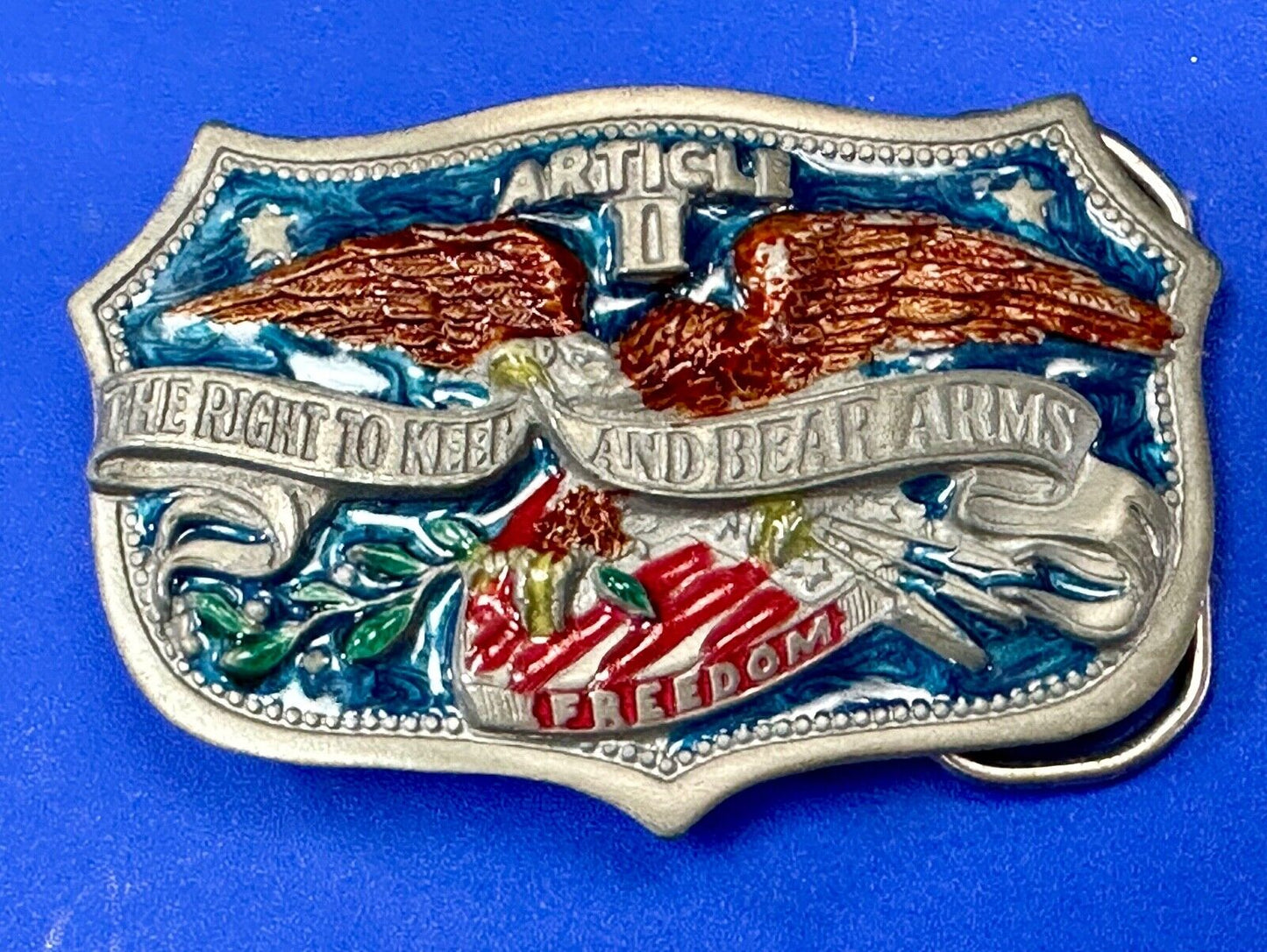 2nd amendment the right to keep and bear arms vintage 1982 belt buckle
