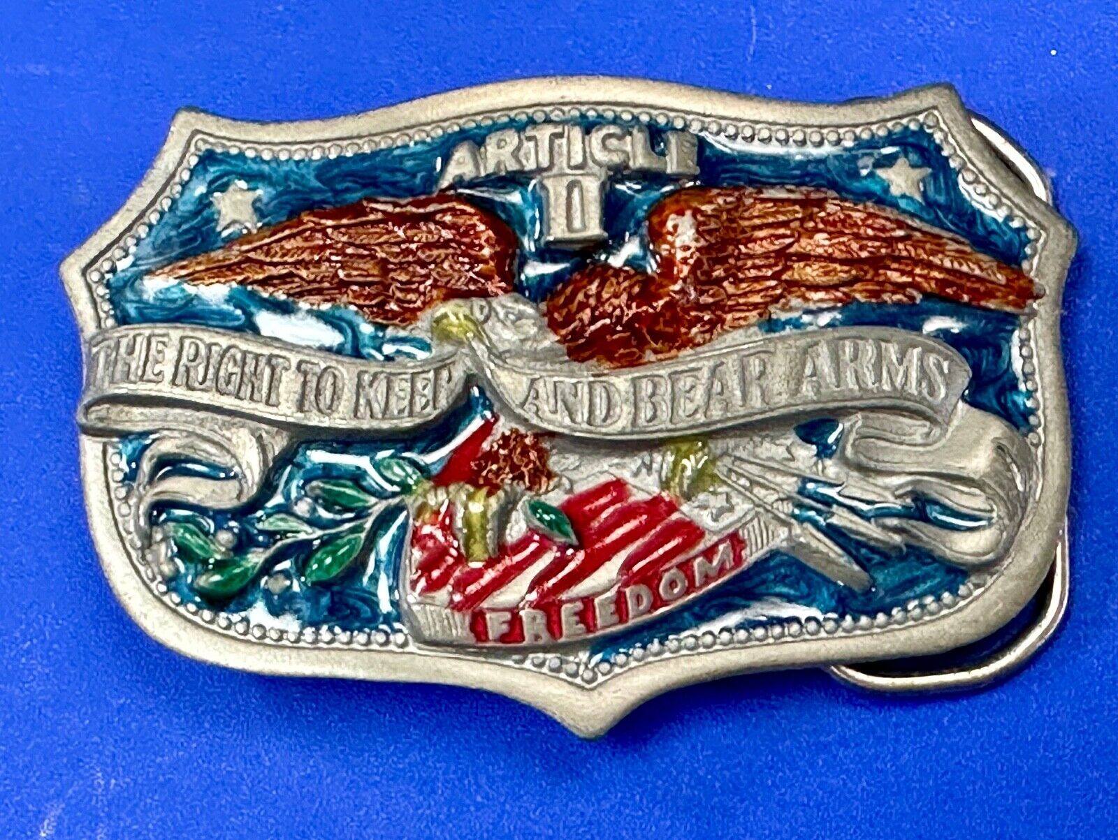 2nd amendment the right to keep and bear arms vintage 1982 belt buckle