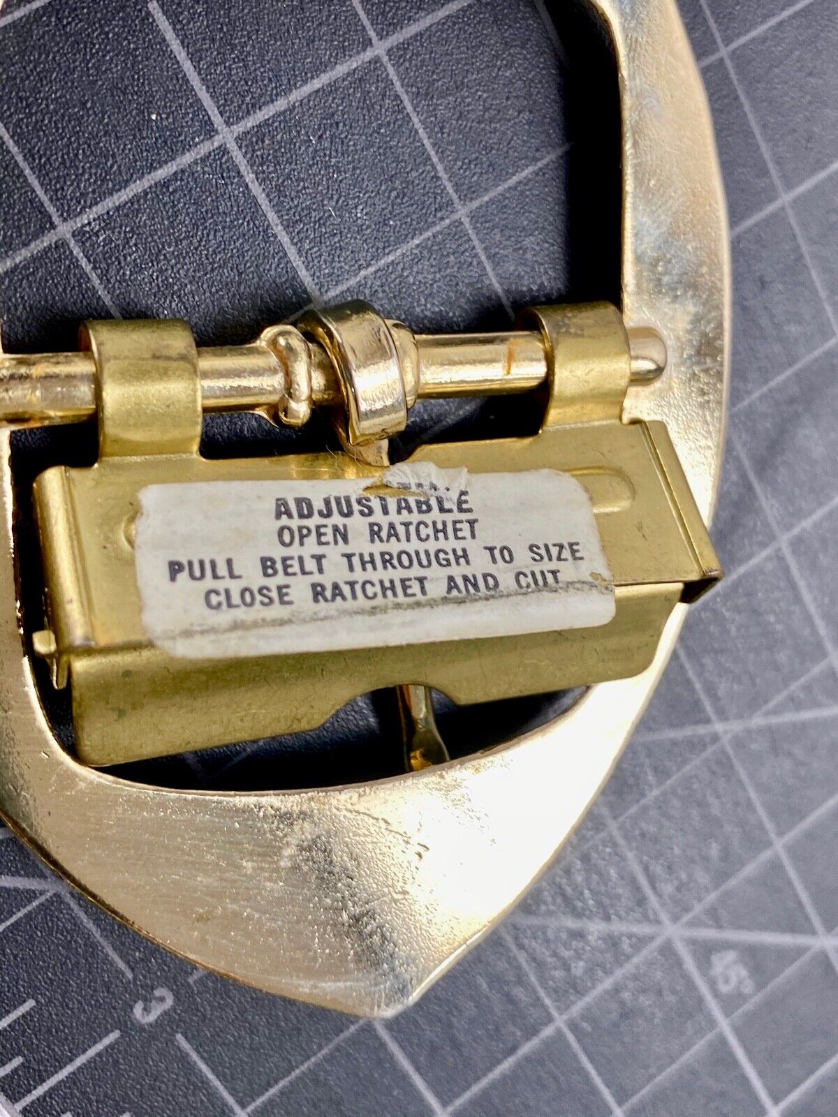 Vintage Gold Tone Open Style Adjustable Open Rachet Belt Buckle 