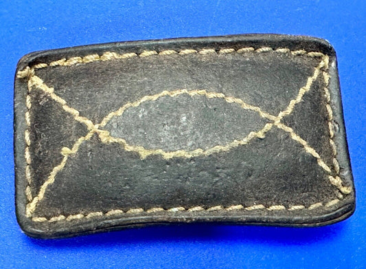 Vintage brown leather stitched Belt Buckle - to wear or restore