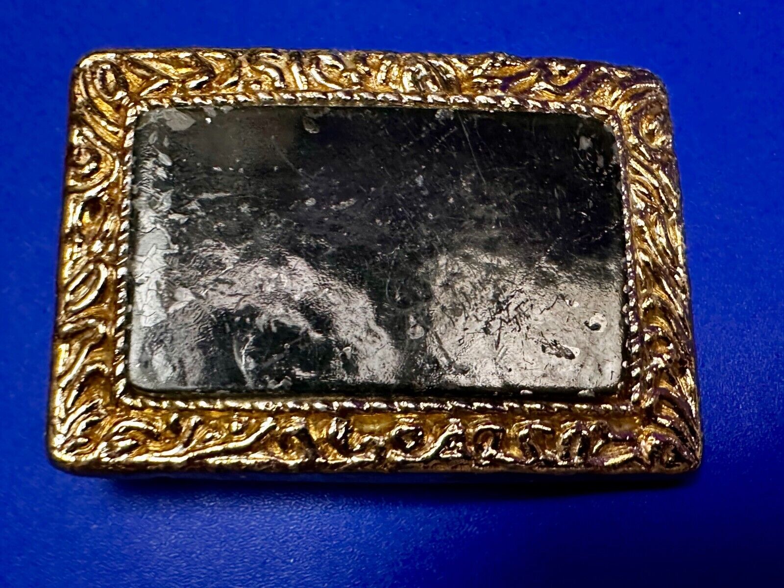 Vintage Artisan Handcrafted Cut & Polished Stone Slab In Gold Tone Belt Buckle