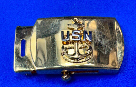 United States Navy Anchor Solid Brass Ratchet Dress Style V-21 Belt Buckle