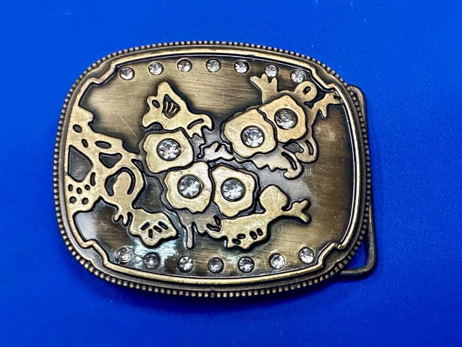 Abstract World MAP globe theme rhinestone accented belt buckle