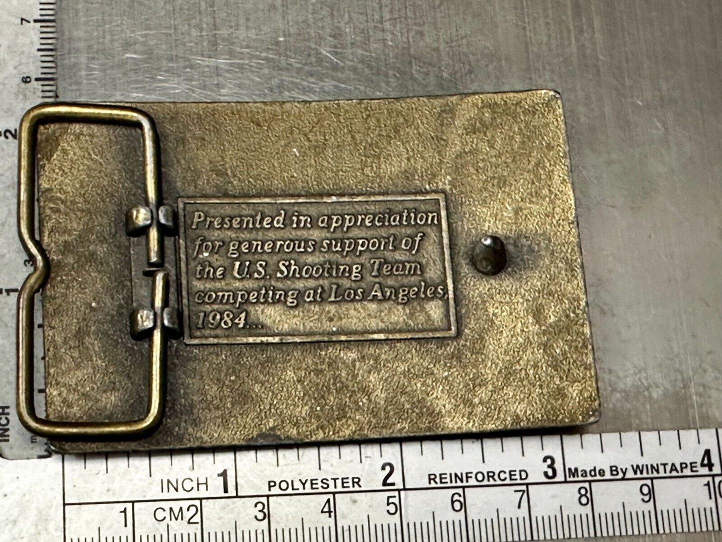 US Shooting Team Los Angeles 1984 Aiming for Olympic Gold Vintage Belt Buckle