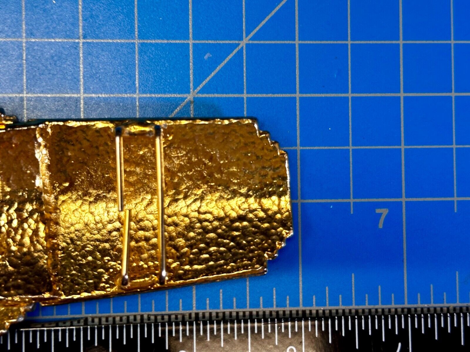 6" Wide Two Piece interlocking Gold Tone Vintage Belt Buckle by Dotty Smith