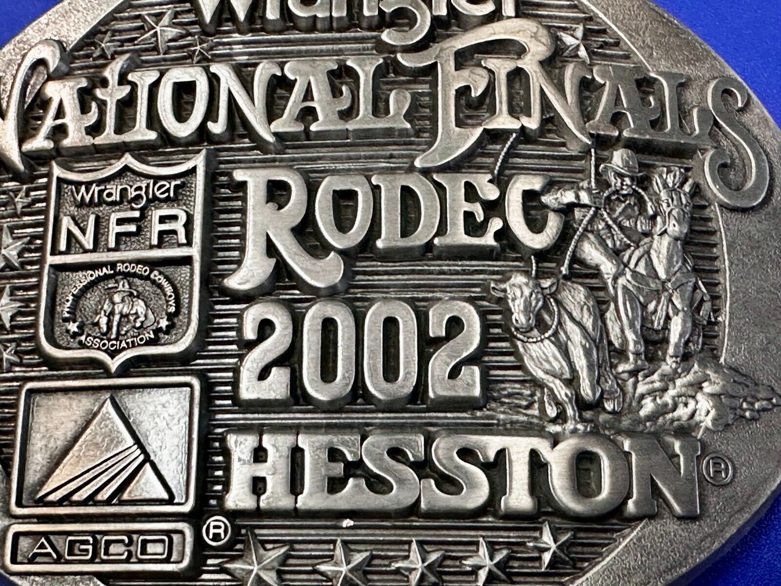 2002 Wrangler Hesston NFR National Finals Rodeo Montana Silversmiths Belt Buckle
