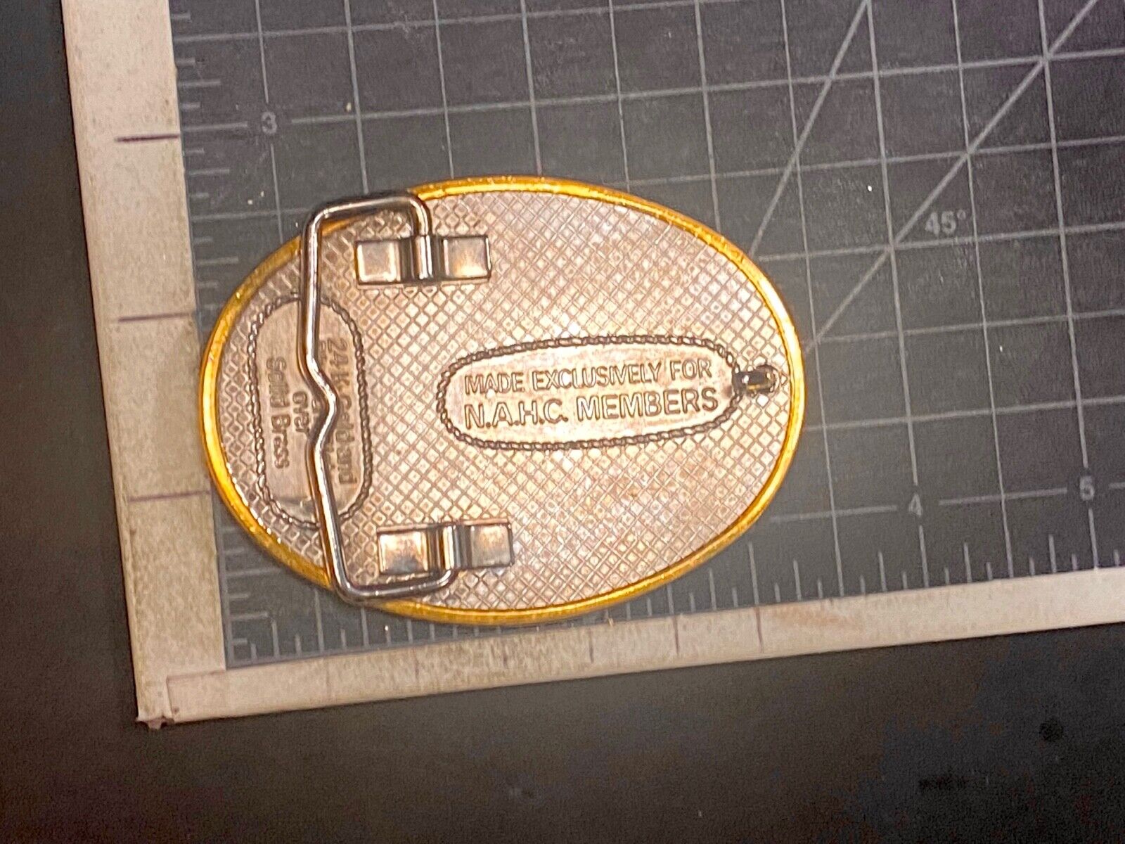 24K Gold / Rhodium Plate!  North American Hunting Club Life Member Belt Buckle