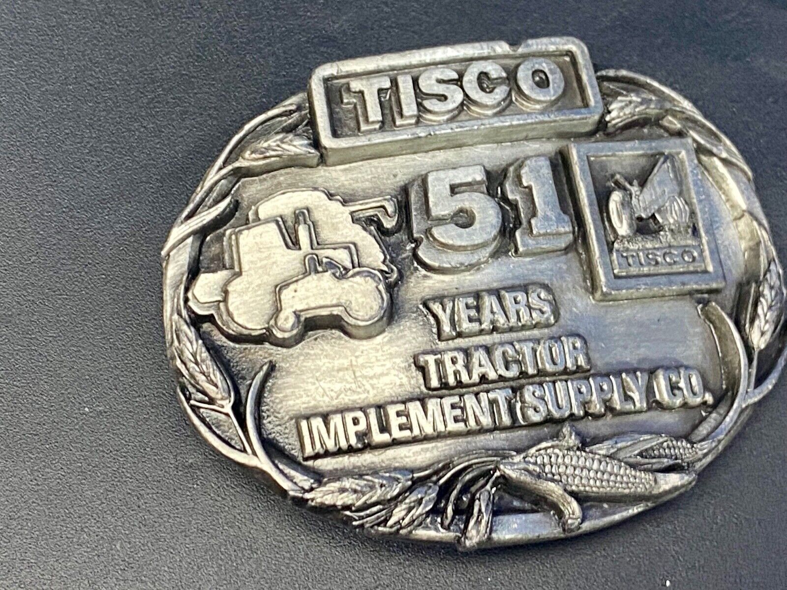 1988 Tisco Tractor Implement Supply Agriculture Farm Supply 51 Year Belt Buckle