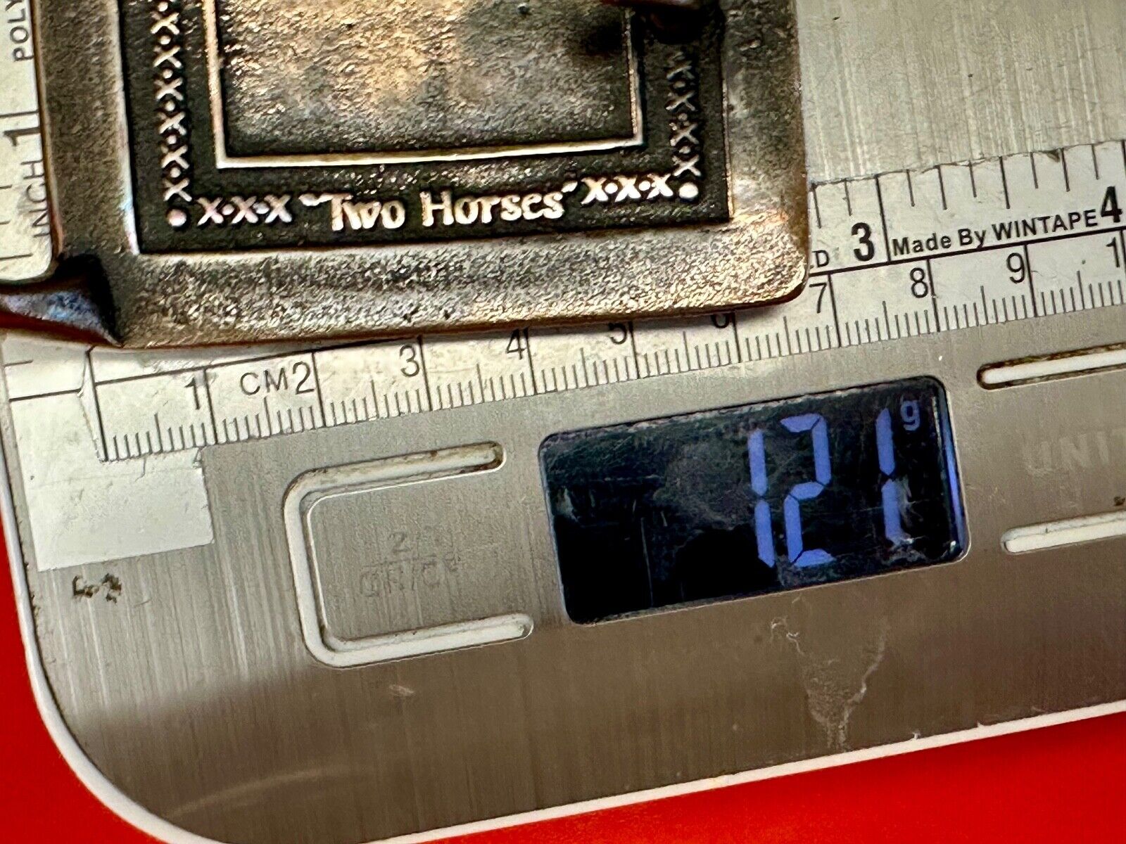 TWO HORSES TECH-ETHER GUILD Vintage art Horse lovers belt buckle